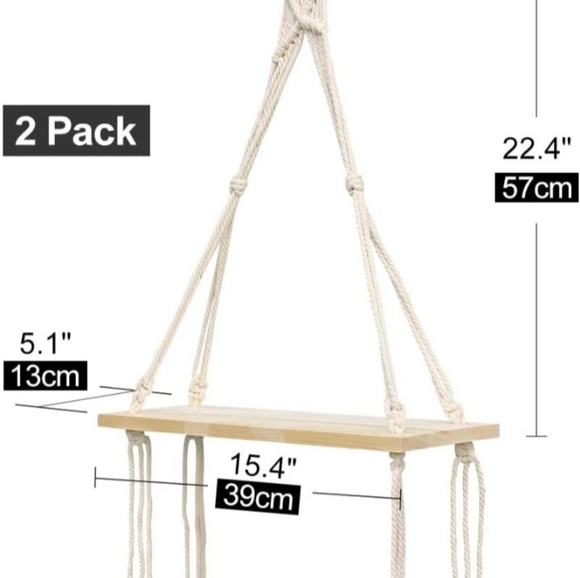 Afuly Macrame Wall Shelf Hanging Floating Shelves - Picture 4 of 6